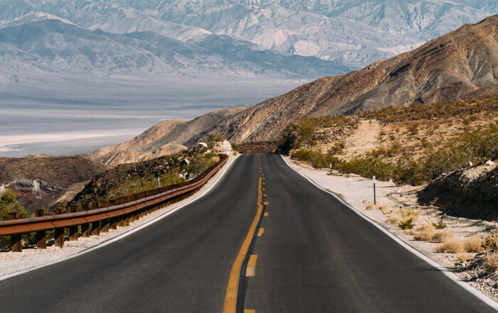 Car driving through the mountains